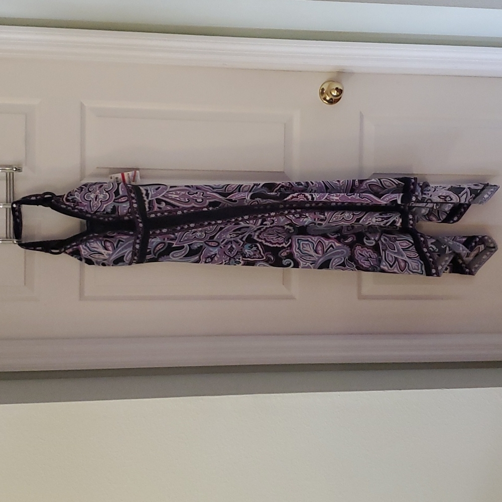 Black/Purple/Blue Multi Paisley Print Hanky-hem Midi A-Line Dress Size XSmall